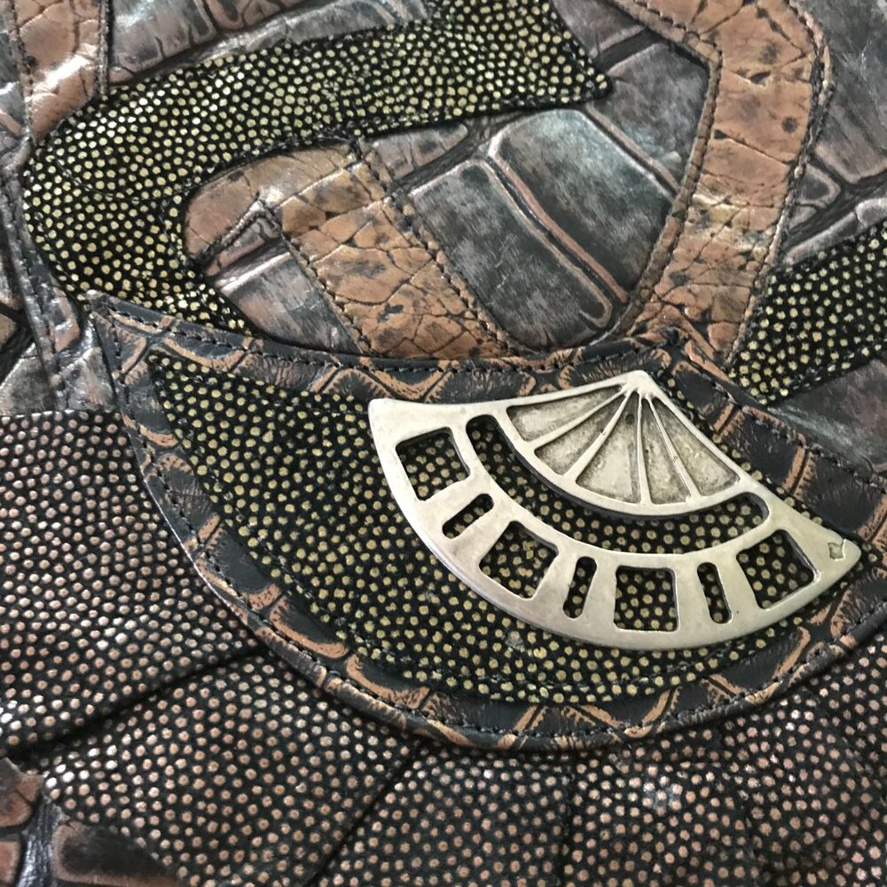 Vtg Patchwork Metallic Asymmetrical Convertible E… - image 2